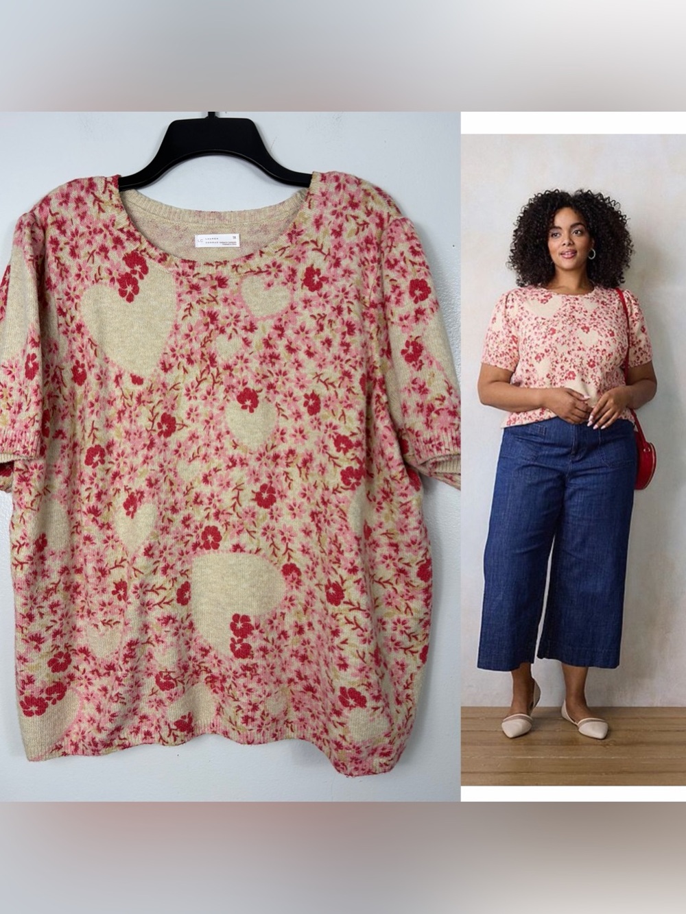 Lauren Conrad short sleeve LOVE sweater tee 1X
